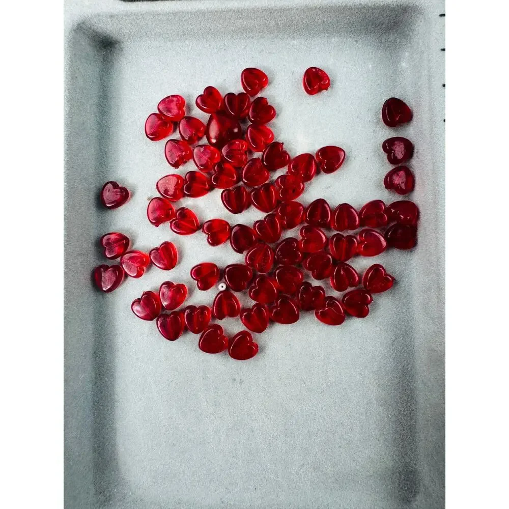 Assorted Red Acrylic, Wood and Glass Beads Variety of Shades Shapes and Sizes